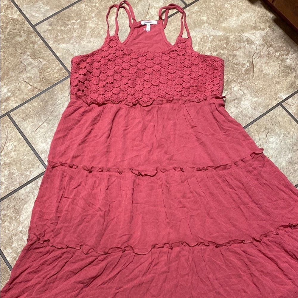 Women’s Small Mauve Rayon A-line Sleeveless Dress Spring Summer Crochet